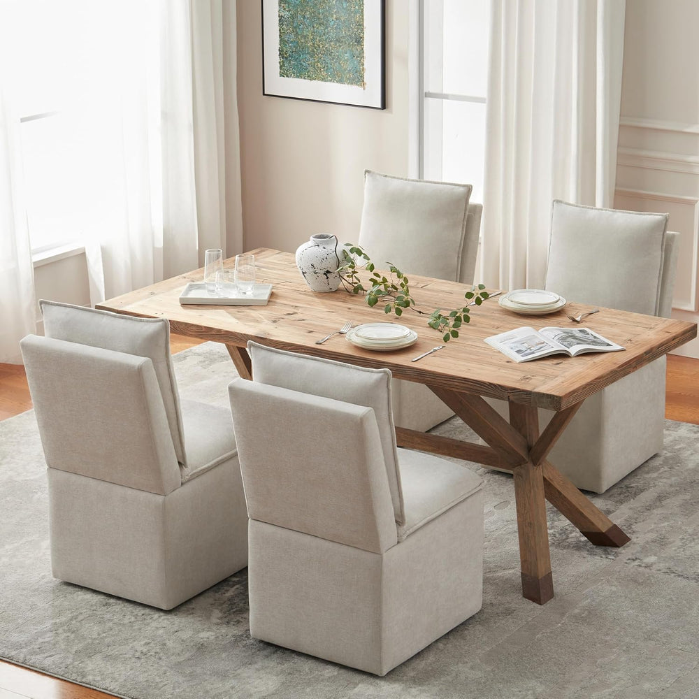 VKNOW Upholstered Dining Chairs Set of 6, Dining Room Chairs with Storage