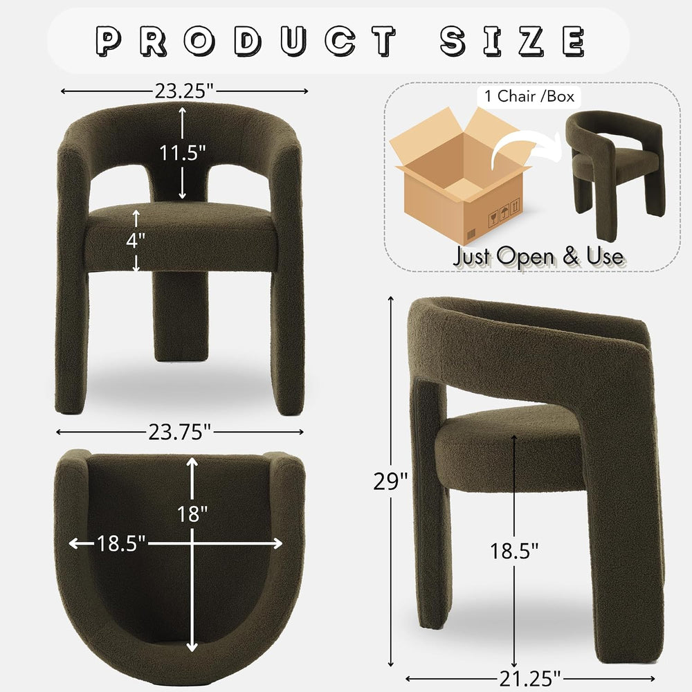 Hyfirm Modern Barrel Dining Chairs Set of 4, Comfy Sherpa Upholstered Accent ...