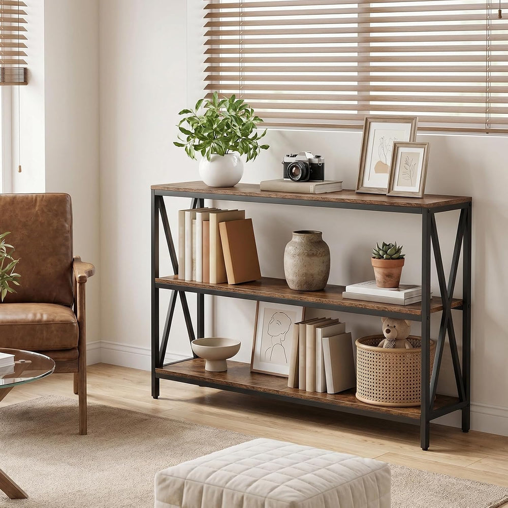MAHANCRIS 47.2" Sofa Table, Industrial Console Table, 3-Tier Narrow Sofa...