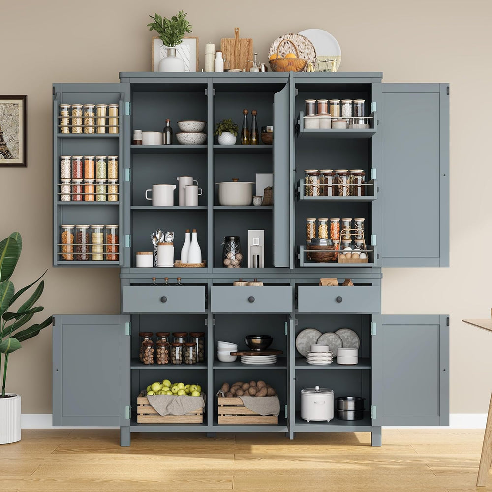 Harper & Bright Designs Kitchen Pantry Storage Cabinet with Door Shelves,...