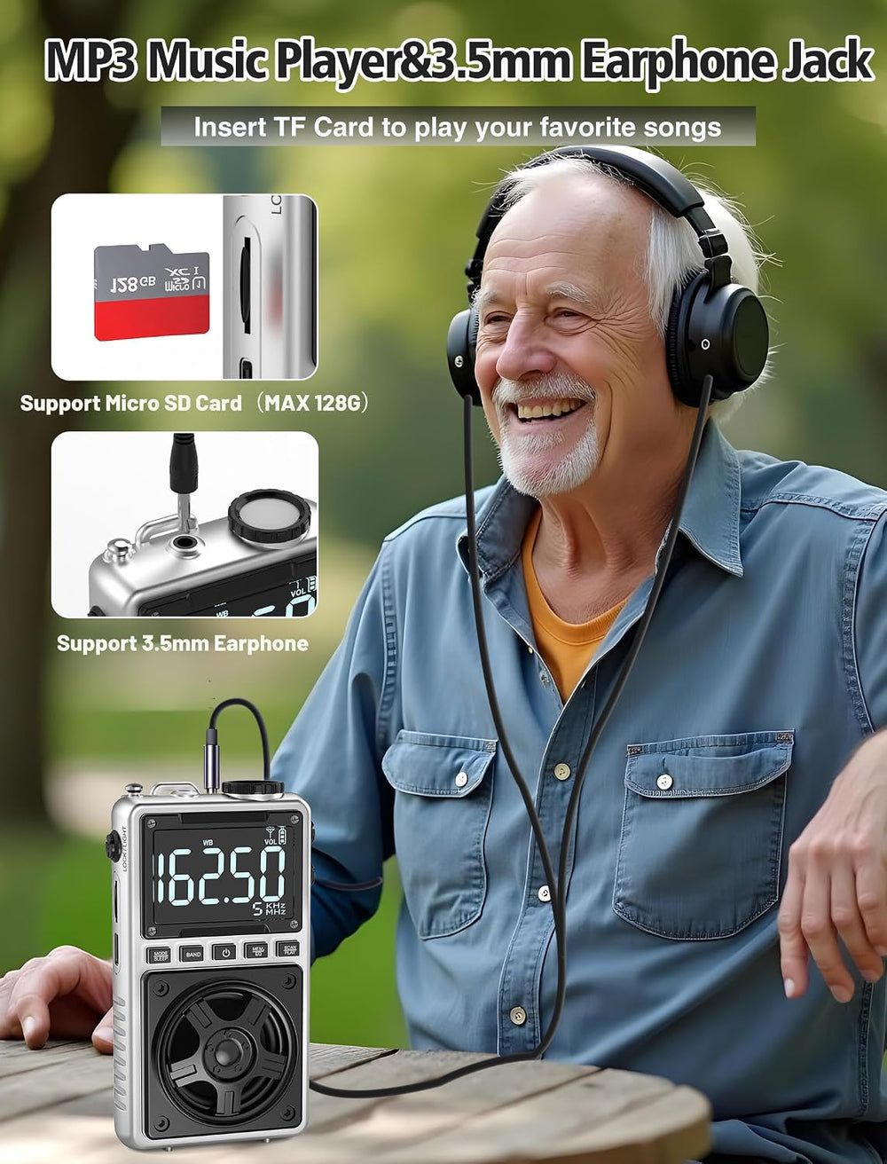 AM FM Shortwave Radio with NOAA Weather Alert,1250mAh Rechargeable