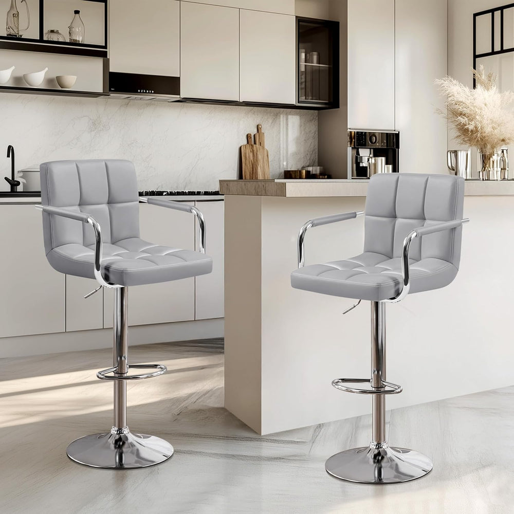 Yaheetech Bar Stools Set of 3 with Backs, Height Adjustable, Light Gray
