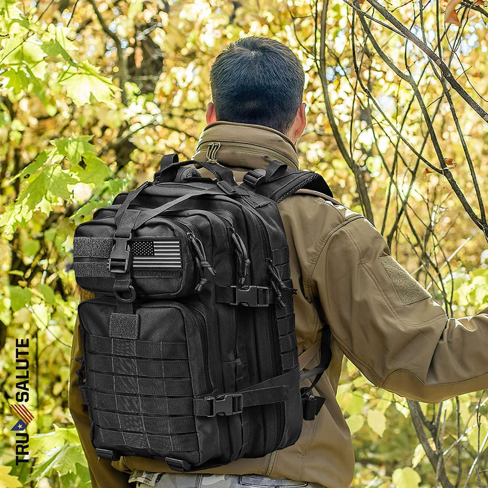 Tru Salute 45L Military Black Tactical Backpack Large Army 3 Day Pack Molle B...