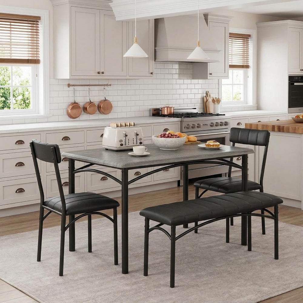 GarveeHome Dining Table Set for 4, Kitchen Table with Upholstered Chairs and ...