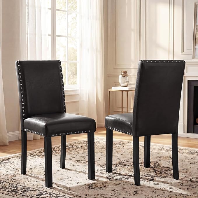 Giantex Dining Chairs Set of 2, Faux Leather Upholstered Parsons Kitchen Chai...