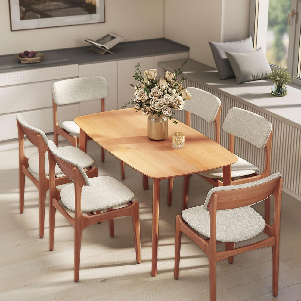 HOMCOM Solid Wood Dining Table for 6 People, 59" Long Rustic Rectangular...