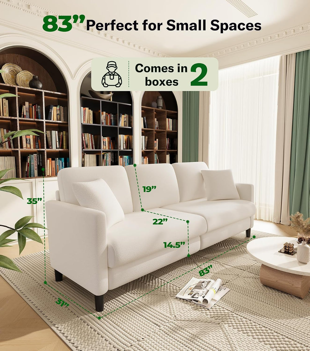 Welzona Couches for Living Room, 83"Teddy Sofa Couch, Sofas for Living R...