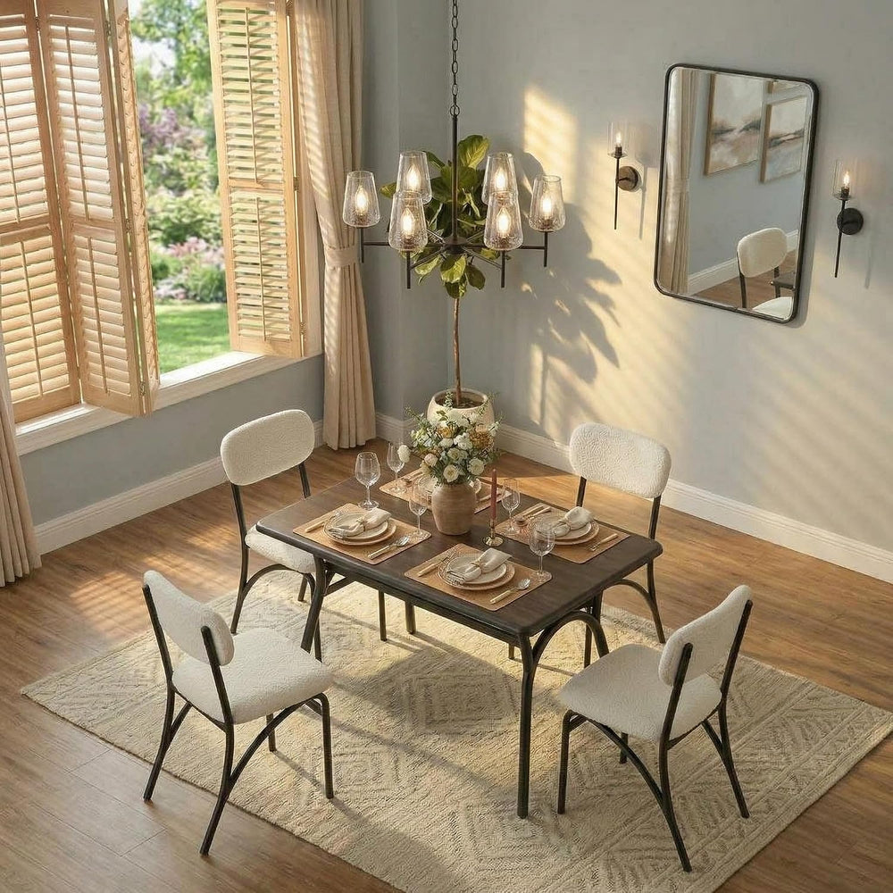 GarveeHome 5-Piece Dining Table Set for 4, Modern Kitchen Table with 4 Boucle...