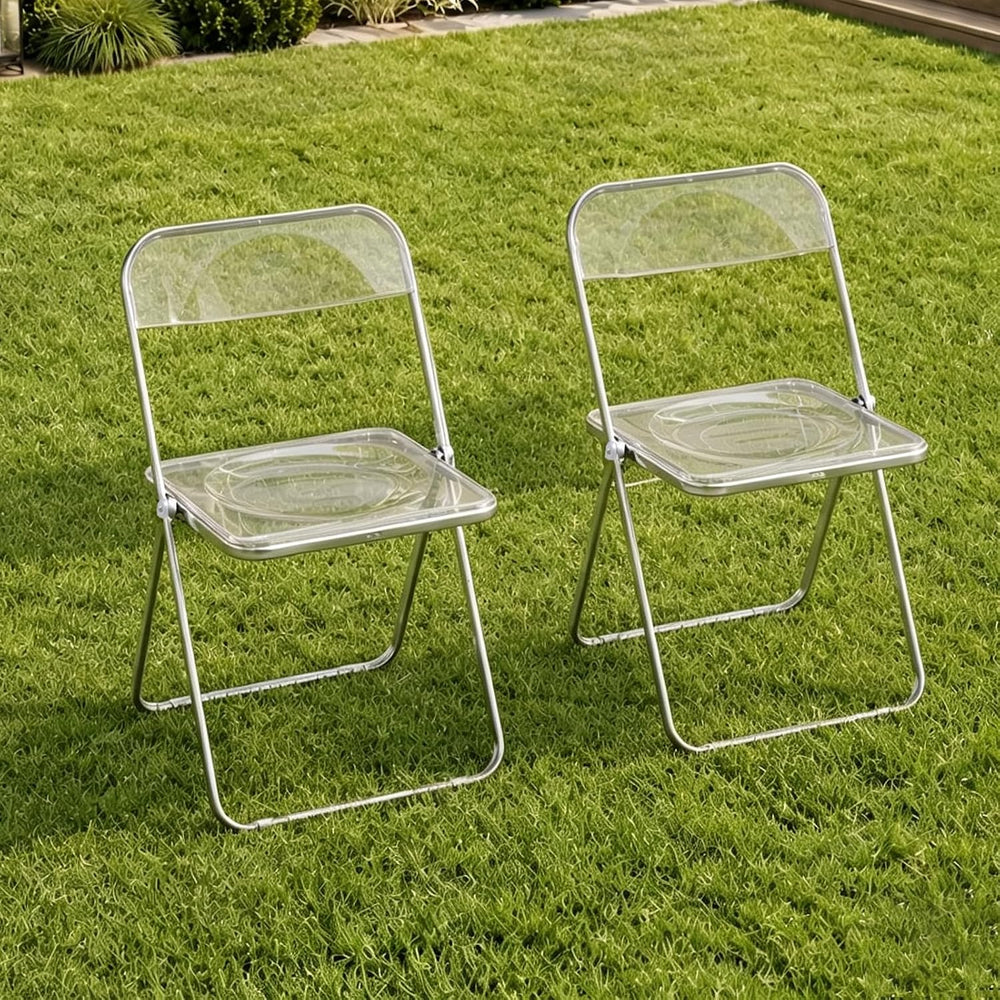 JPBSTO 2 Pack Clear Plastic Folding Chairs - Modern Duo Stackable for Studio ...