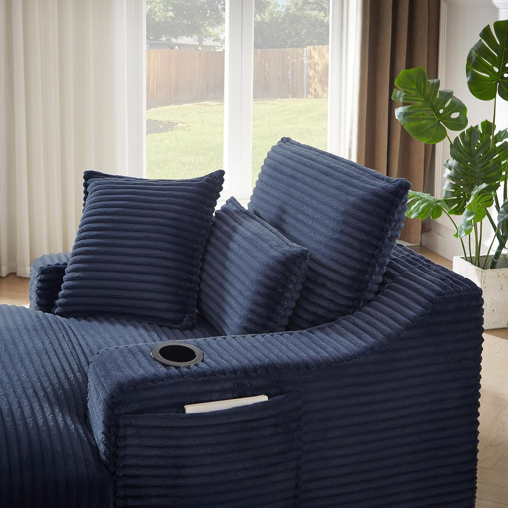 47.2"Oversized Chaise Lounge Chair Indoor,Corduroy Reading Chair with Cu...