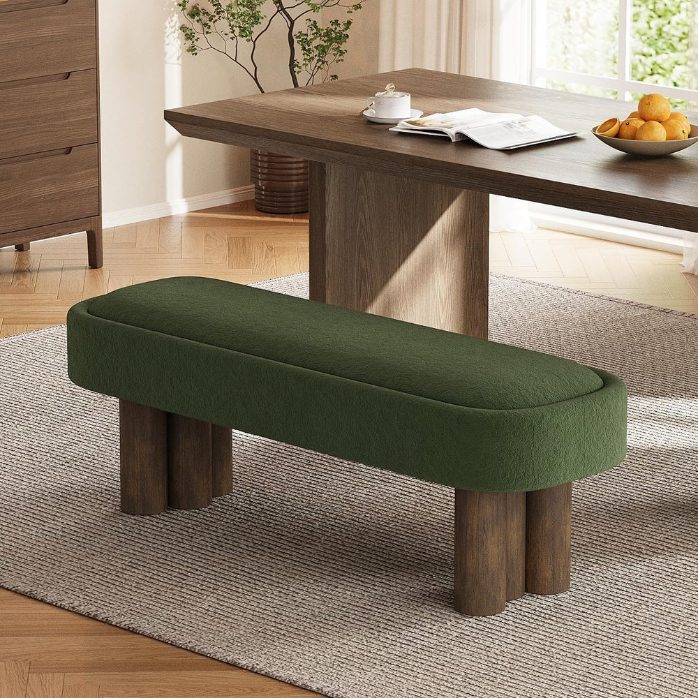 Christopher Knight Home Damas Fabric Upholstered Dining Bench, Wooden Entrywa...