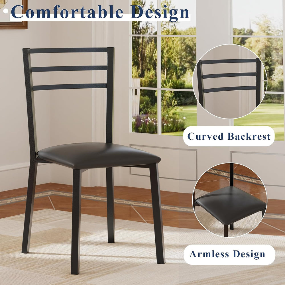 VECELO Small Round Dining Table Set for 2, Wood Tabletop with Strong Metal Fr...
