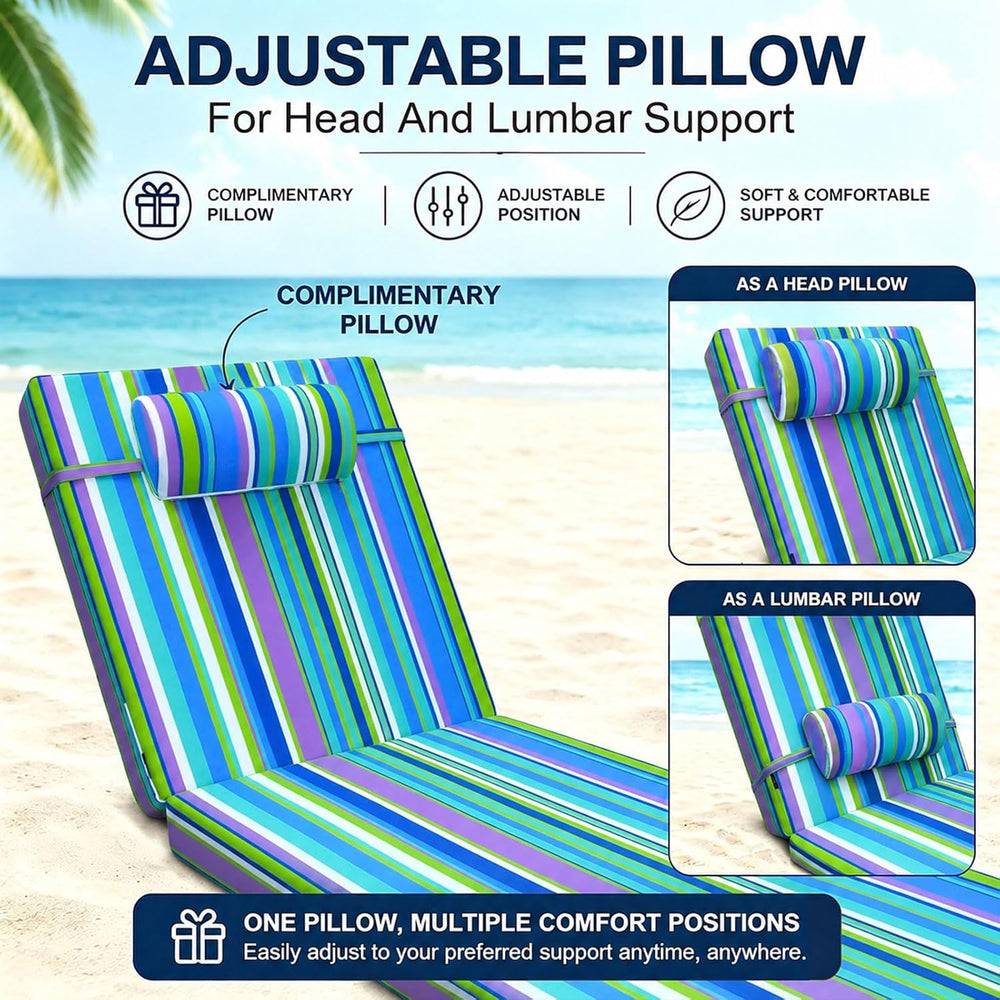 Chaise Lounge Cushion for Outdoor Furniture, Waterproof Patio Lounger Pads