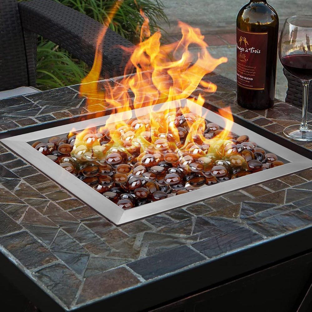 onlyfire 24" Square Fire Pit Flat Pan with Burner Ring, 147,000 BTU