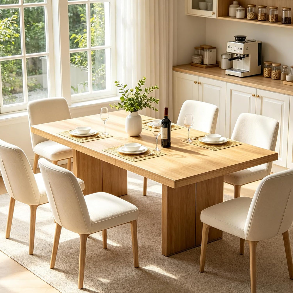 Dining Table for 4-12 People, Modern Wood Kitchen Table with Storage Cabinets...