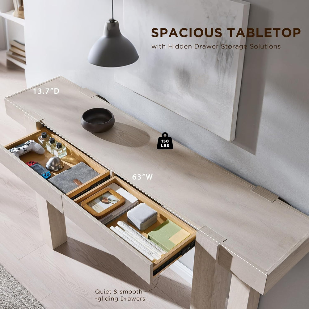 OKD Modern Farmhouse Entryway Table with 2 Drawers, 63" Wooden Console T...