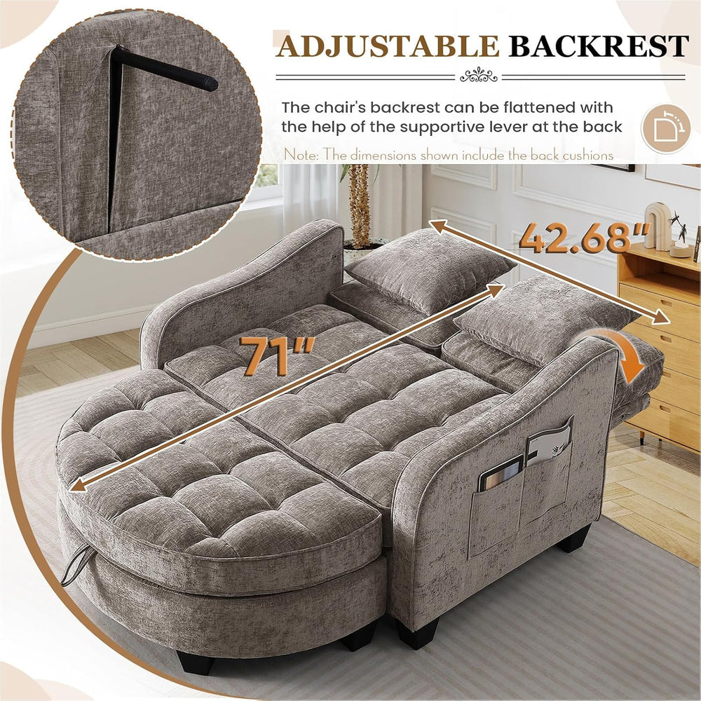 Oversized Chair and A Half, Chenille Tufting Accent Cozy Reading Sofa Chair w...