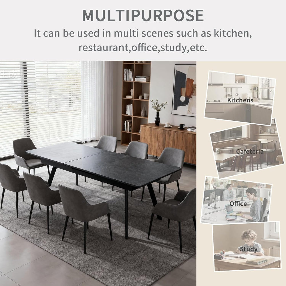 Extendable Dining Table 47-59 Inch - Space-Saving Slide-Out Design, Black Lav...