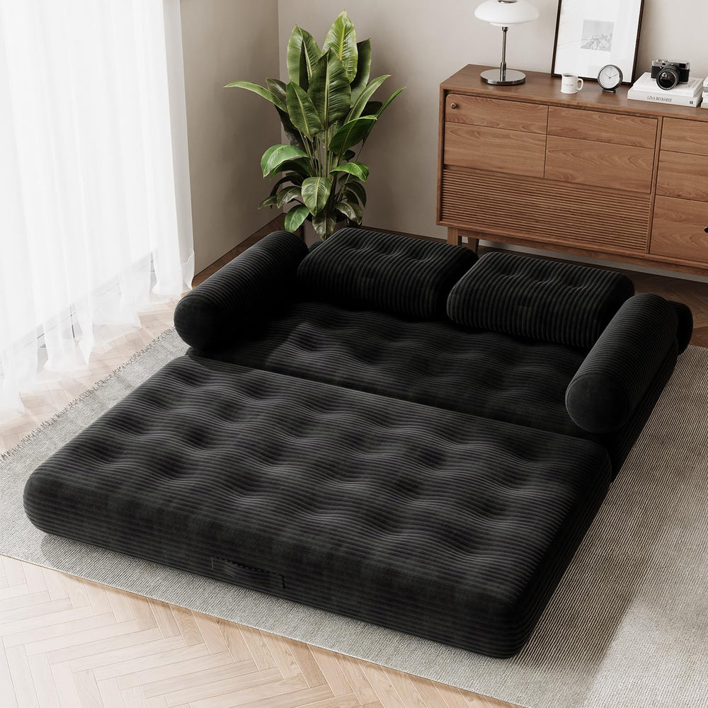 59" Convertible Sofa Bed, 5-in-1 Folding Sleeper Chair - Black, Full