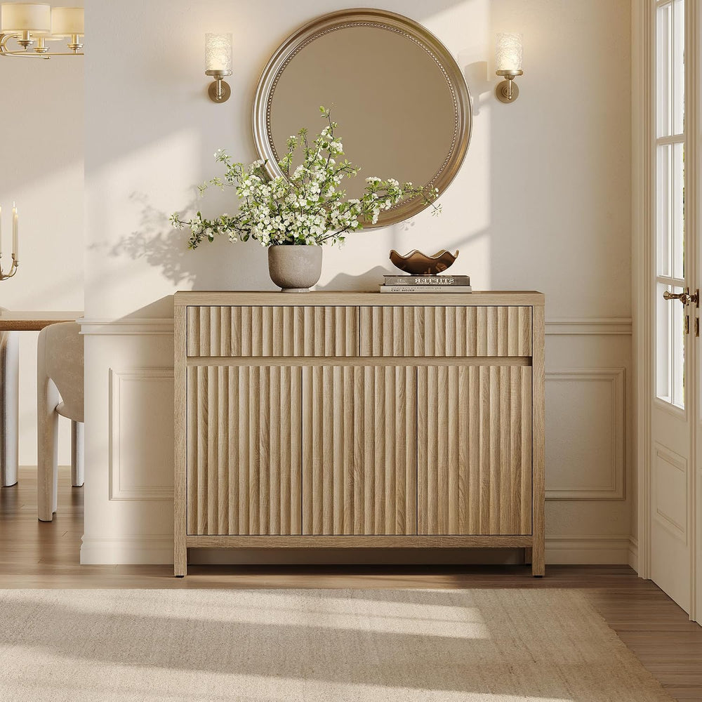 SICOTAS 42" Fluted Sideboard Buffet Cabinet with 2 Drawers & 3 Doors...