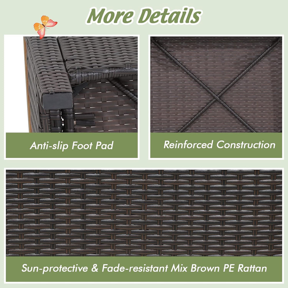 HAPPYGRILL Set of 2 Outdoor Patio Ottoman PE Rattan Wicker Ottomans with Remo...