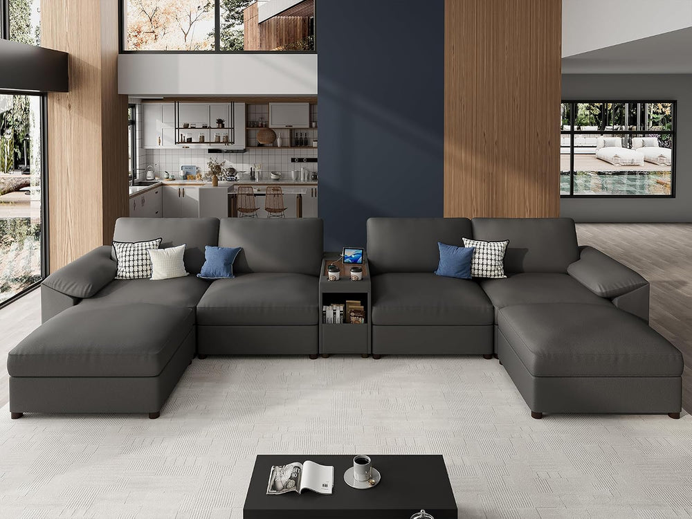 EASE MOOSE Modular Sectional Couch, U Shaped Couch for Living Room, Grey | Pe...