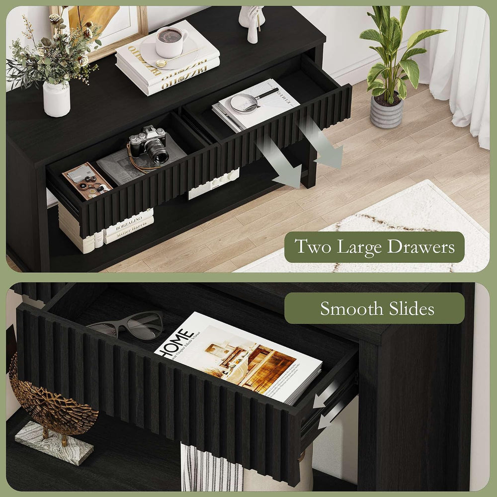 BON AUGURE Black Console Table for Entryway, 47" Entryway Table with Dra...