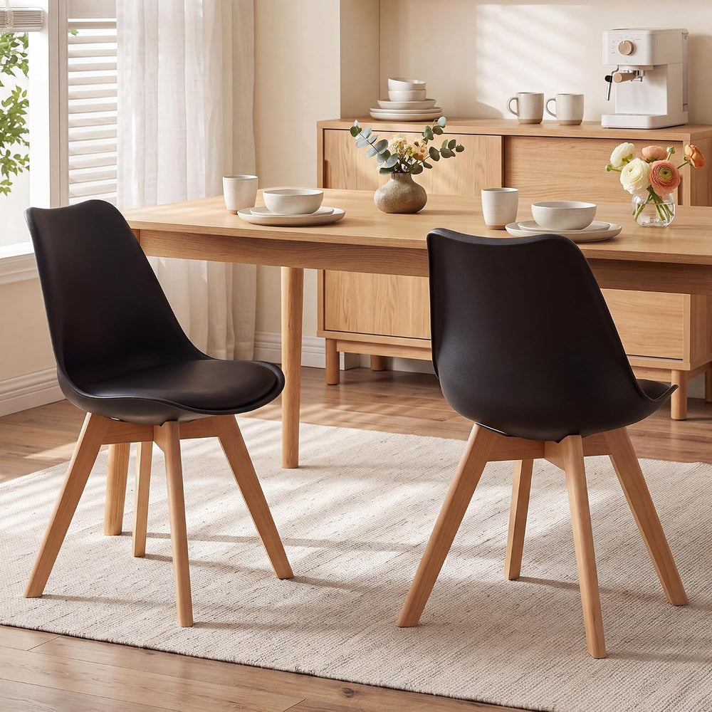 GOTMINSI Set of 2 Modern Style Chair Dining Chairs, Shell Lounge Plastic Chai...