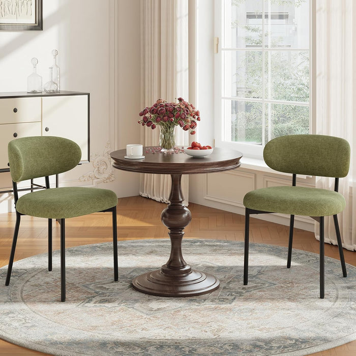 Upholstered Dining Chairs Set of 2, Modern Fabric Kitchen Chairs with Curved Backrest and Cushioned Seat, Sturdy Metal Legs, Modern Dining Chairs for Kitchen Dining Room, Living Room,Green