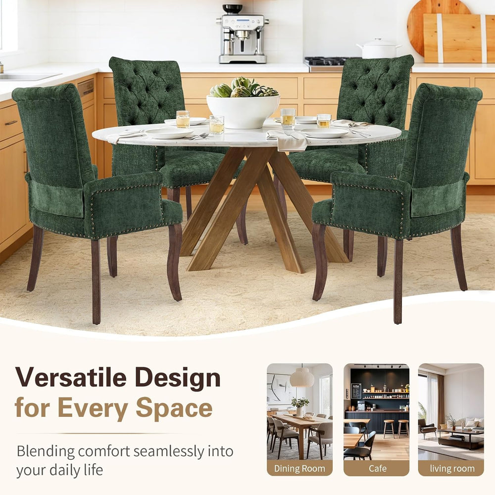 cinkehome Set of 4 Upholstered Dining Chairs, Dining Room Kitchen Chair with ...