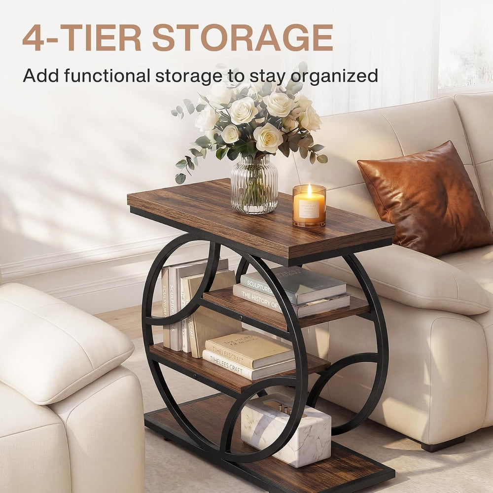 Tribesigns 25-Inch End Table for Living Room, Small Side Table with 4-Tier St...
