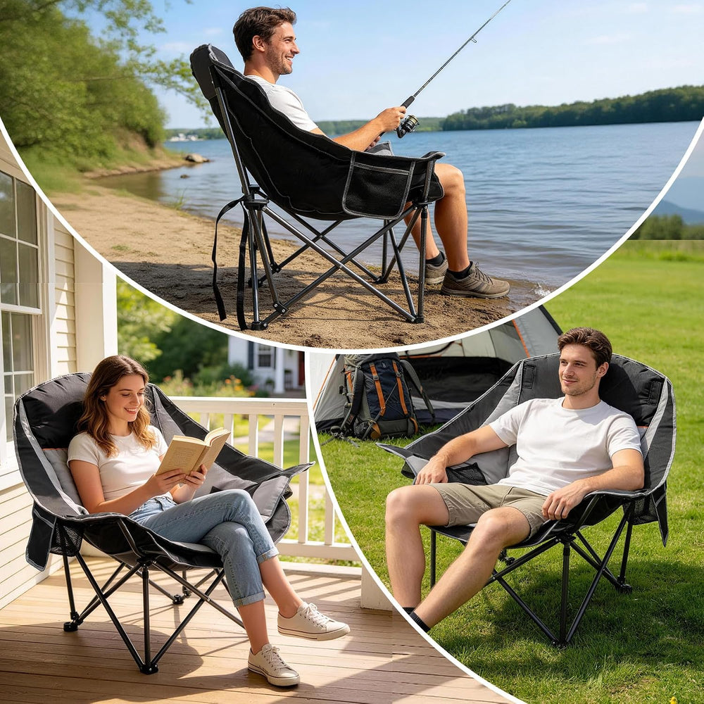 Suteck Oversized Camping Chairs for Adults - Heavy Duty Padded Camping Chair ...