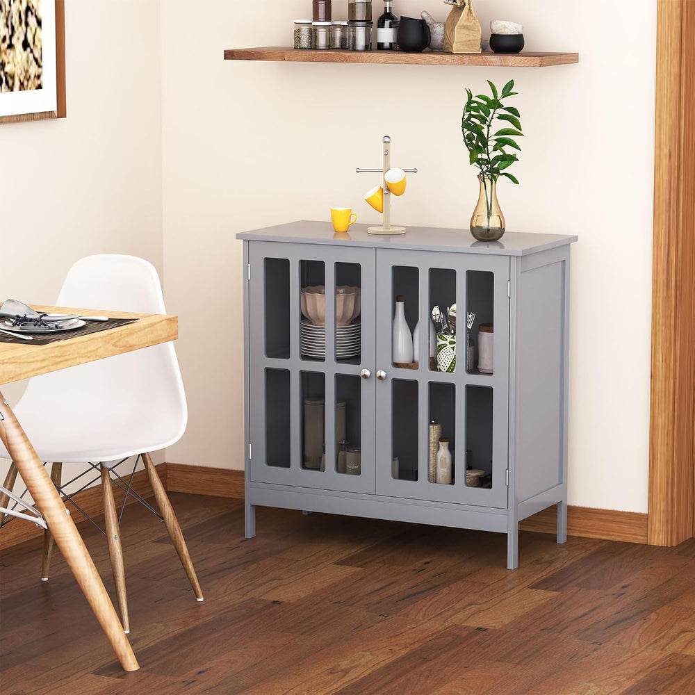 kleankin Sideboard Buffet, 2-Door Storage Cabinet, Credenza, Gray