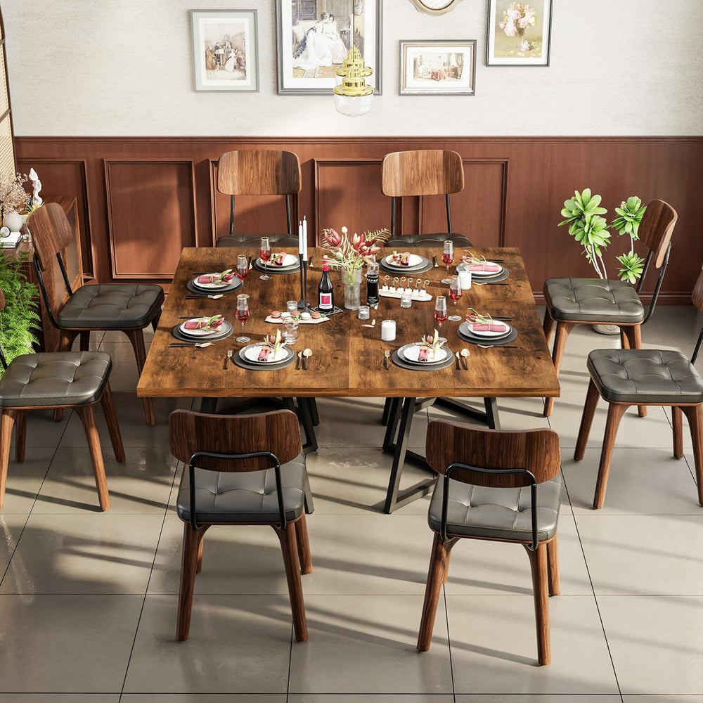 Apicizon Square Kitchen Dining Table for 2, Small Ktichen Table with Metal Ba...