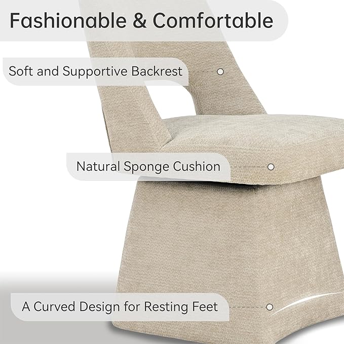 VKNOW Upholstered Swivel Dining Chairs, Modern Dining Room Chairs with Open B...