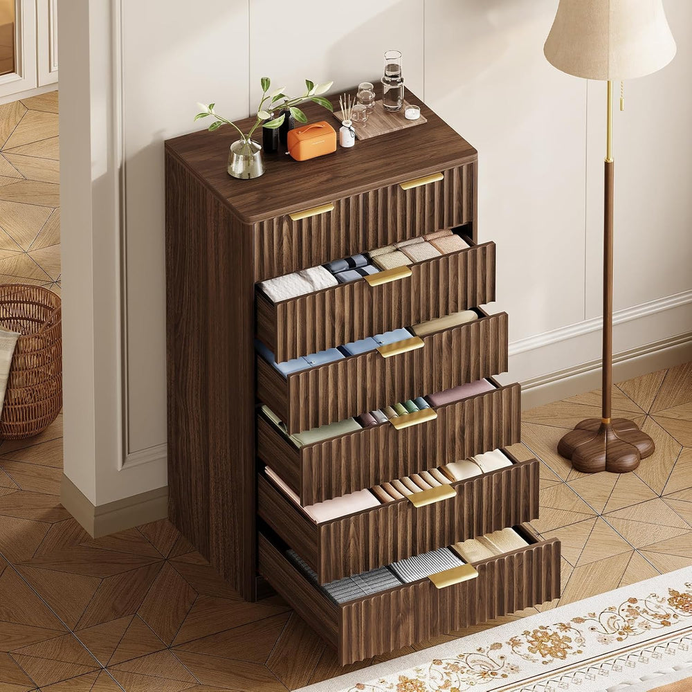 TEENOFN Fluted Dresser for Bedroom with 7 Drawers, 48" Tall Modern Chest...