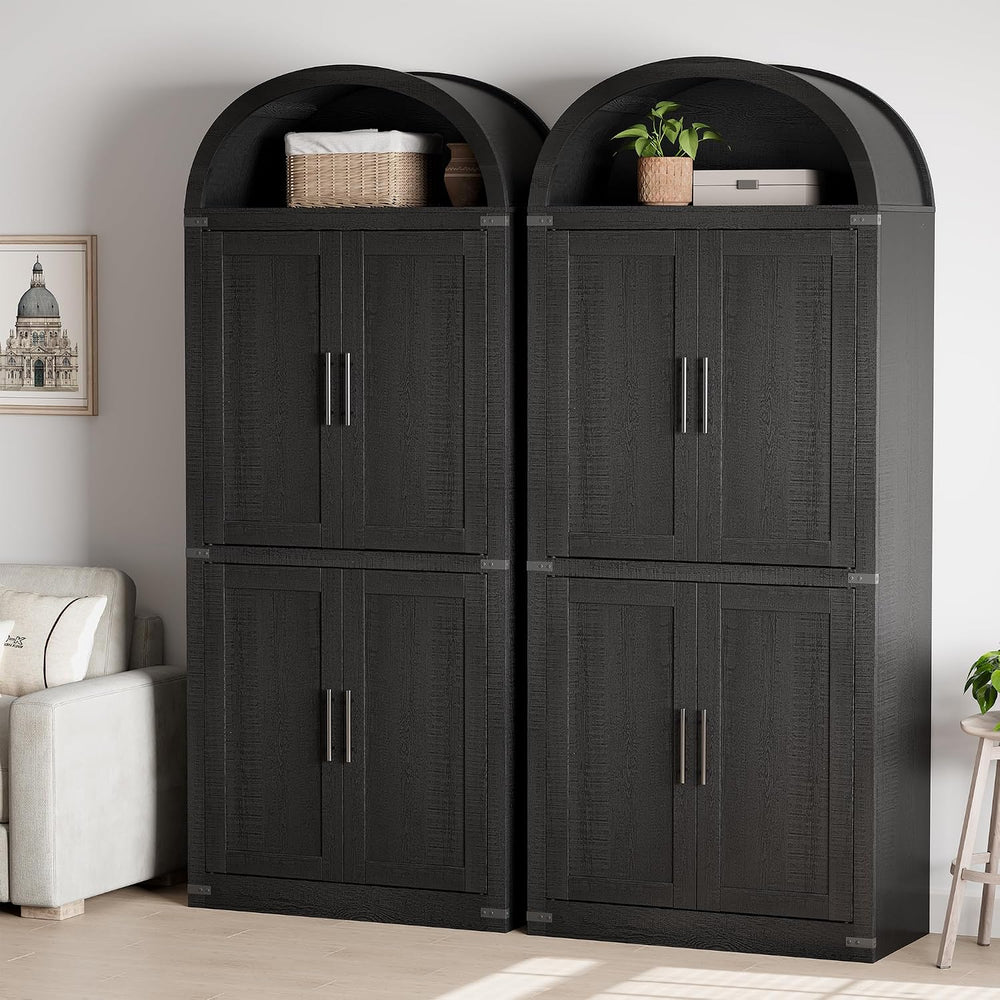 Takywep 71.6 Inch Tall Arched Pantry Cabinet with Doors, Farmhouse Storage Ca...