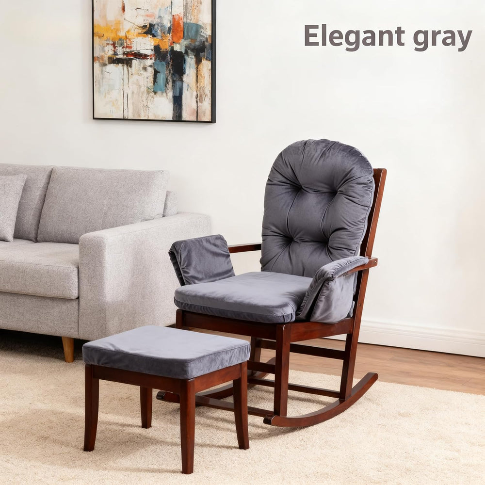Zerone Soft Velvet Cotton Chair Cushions and Stool Pad Set, Glider Rocker Rep...