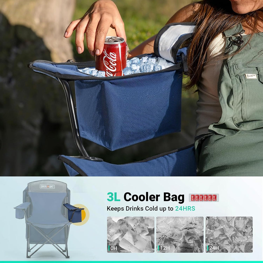 Overmont 2 Pack Camping Chair with Canopy, Oversized 330lbs Heavy Duty Foldin...