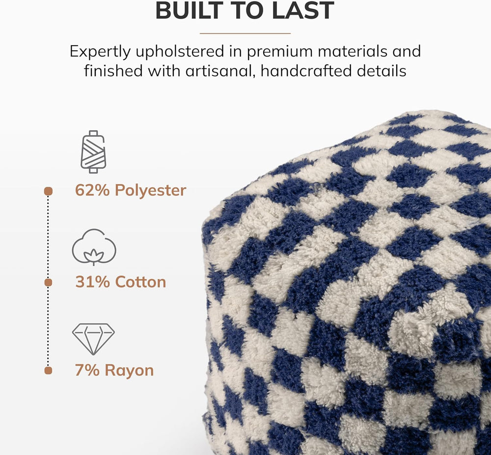 Anji Mountain Artisan Crafted Cotton Blend Pouf Ottoman | Versatile Floor Sea...