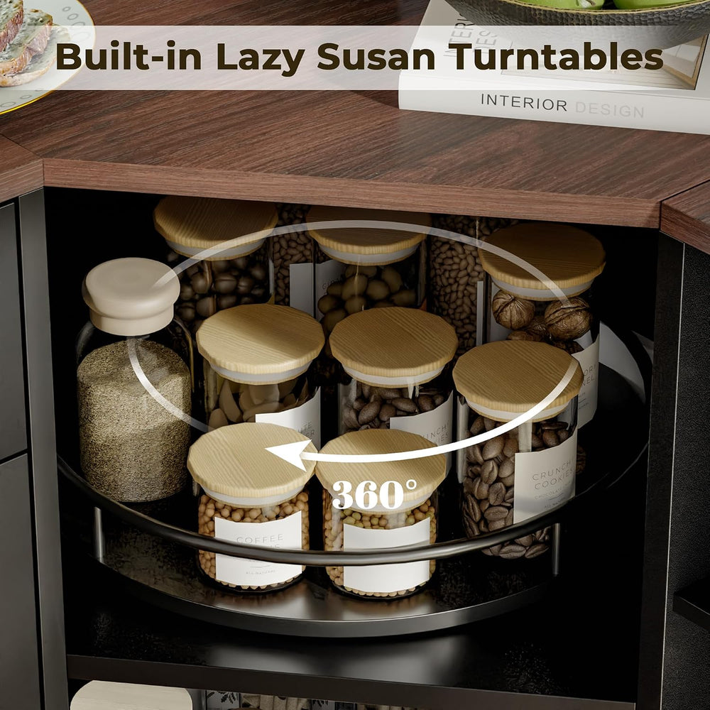 Corner Cabinet w/Charging Station, Kitchen Pantry w/Lazy Susan Turntable | Fa...