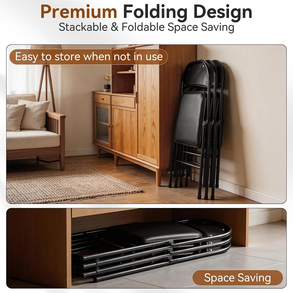 Karl home 12 Pack Black Folding Chairs with Padded Seats, 330lbs Capacity