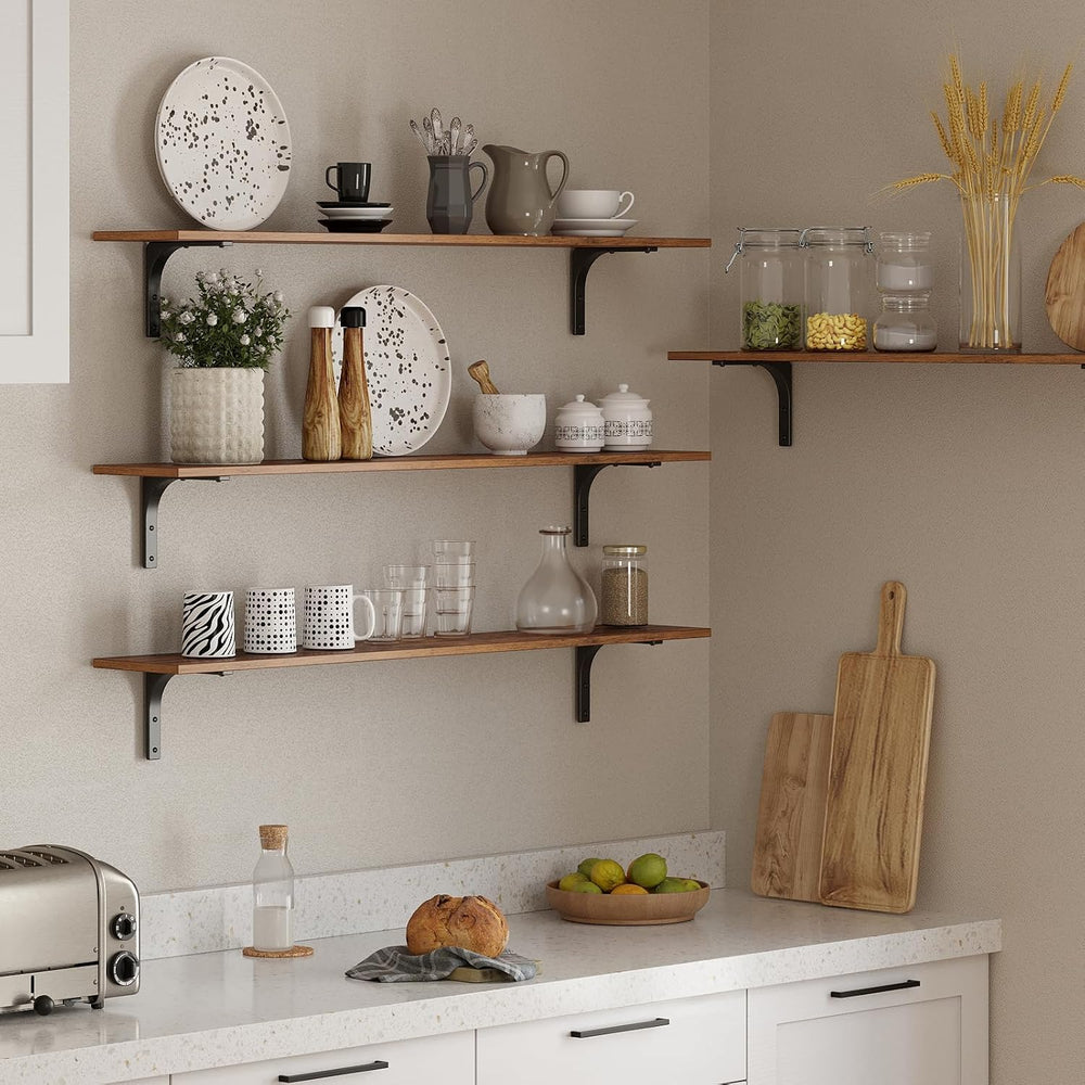 DINZI LVJ Long Wall Shelves, 55.1Inch Wooden Wall Mounted Shelves, Set of 2