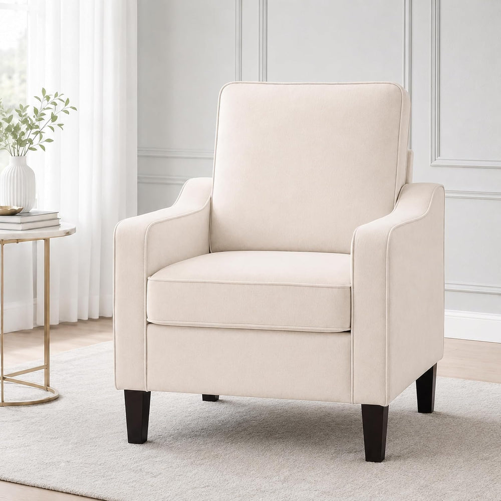 Comfy Accent Chair for Living Room, Modern Reading Chair for Bedroom, Beige |...