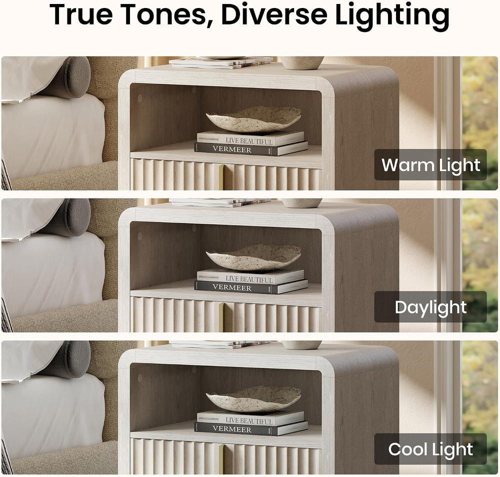 ModernMate Nightstand Set of 2, 23.6" Fluted Night Stand with 2 Drawer,Grey