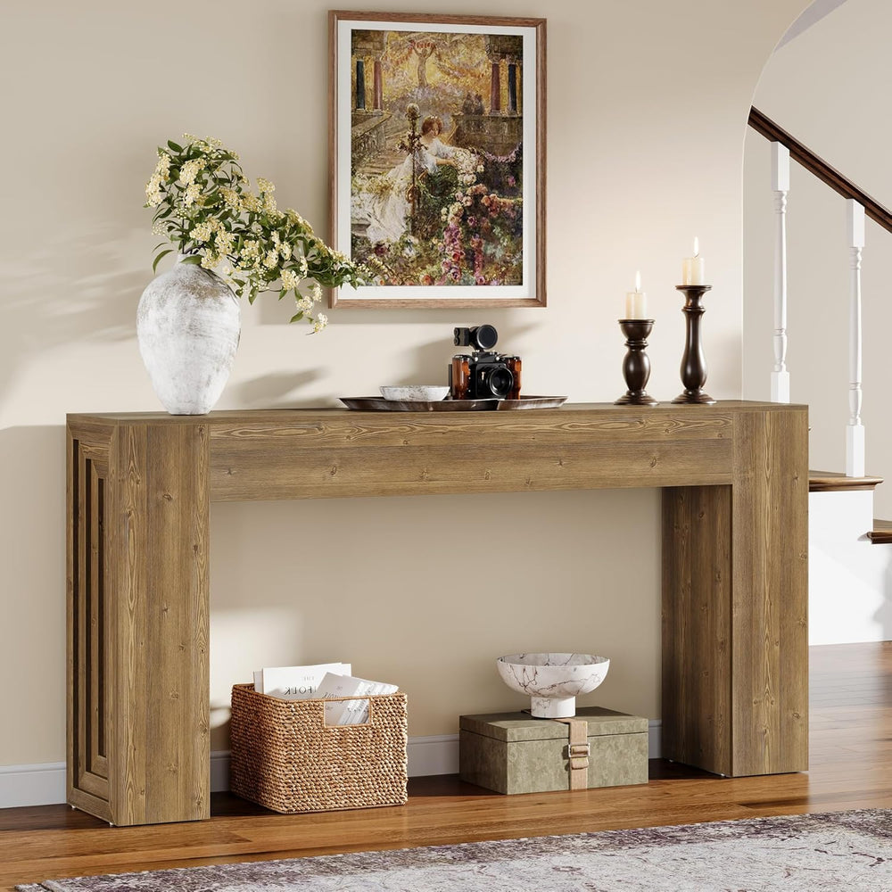 Tribesigns 63-Inch Long Console Table, Farmhouse Narrow Sofa Table Behind The...