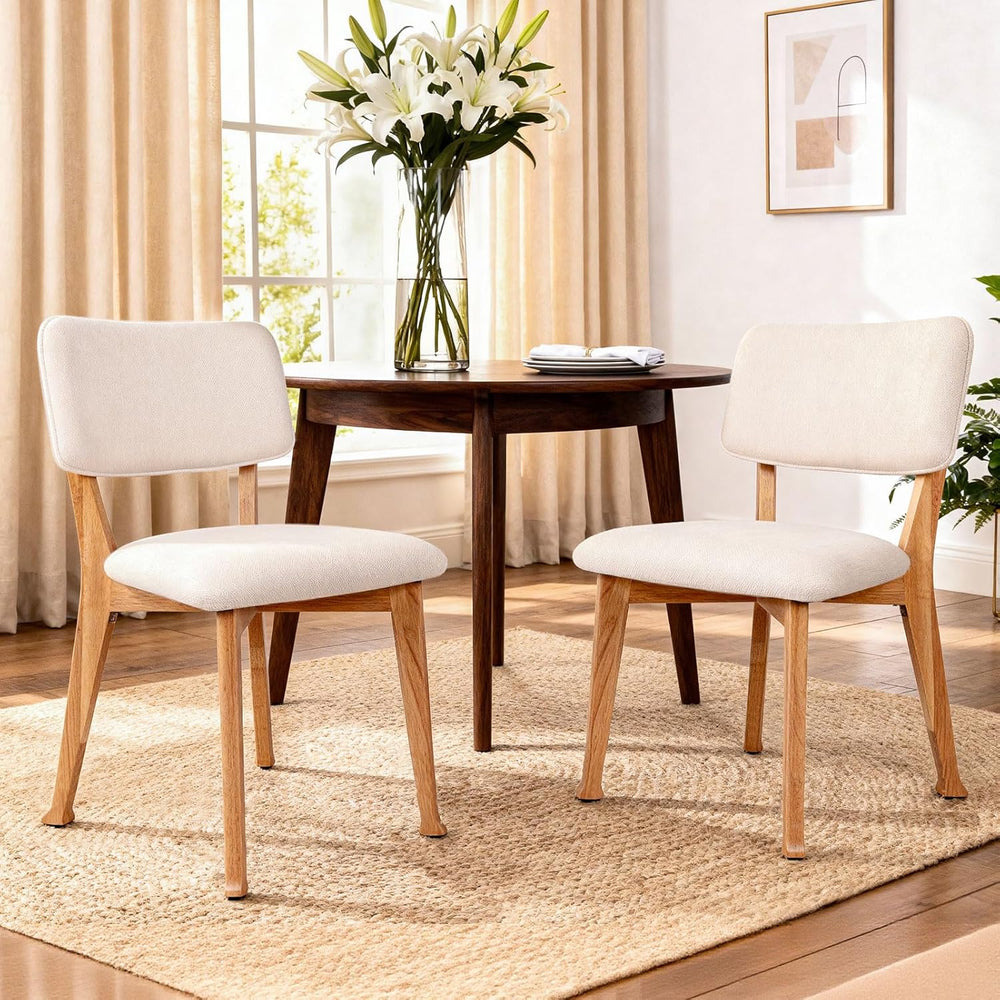 Wooden Dining Chairs Set of 4, Mid Century Modern Kitchen Chairs with Fabric ...