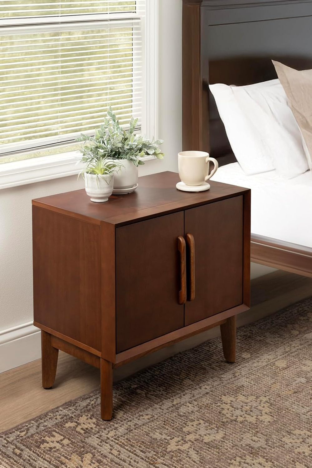 Kate and Laurel McCutcheon Modern Mango Wood Side Table with Storage Cabinet,...