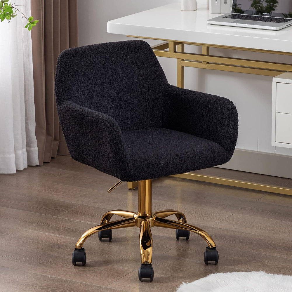 KCC Faux Fur Office Desk Chair, Comfy Swivel Armchair with Wheels, Upholstere...