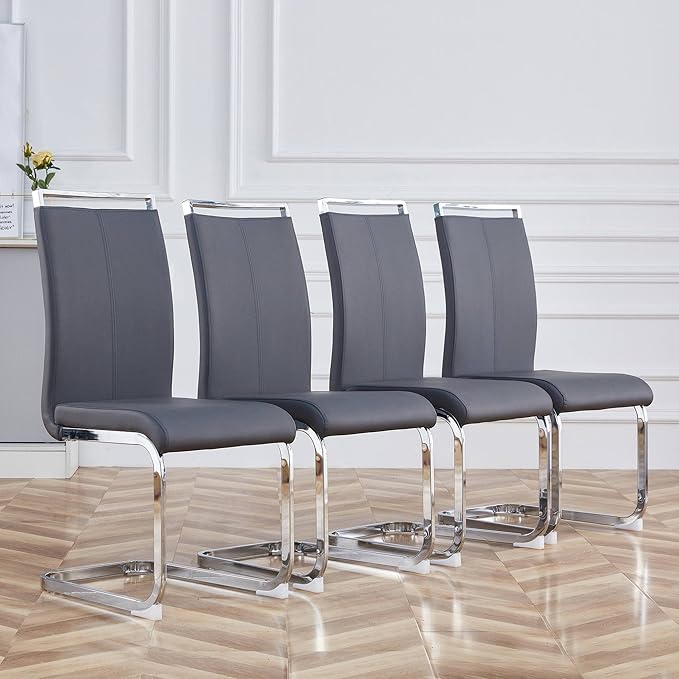AZmac Modern Leather Dining Chairs Set of 4,Armless Kitchen Chairs,Dining Roo...
